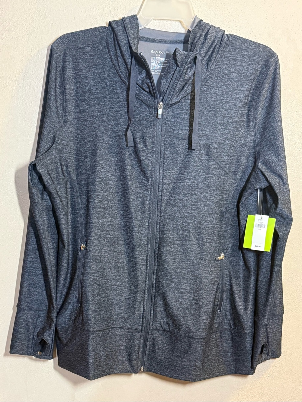 NWT Women’s GAP Body Stretchy Gray Heather Full-Zip Hooded Active Jacket Sz XXL